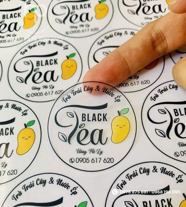 Mẫu sticker dán trà trái cây và nước ép